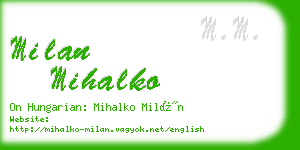 milan mihalko business card